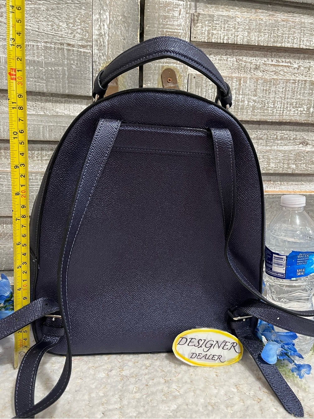 COACH Jordyn Metallic Blue Crossgrain Leather Backpack 84221 - Picture 7 of 12